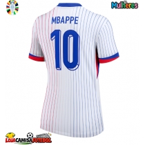 Camisa de Futebol França Kylian Mbappe #10 Equipamento Secundário Mulheres Europeu 2024 Manga Curta